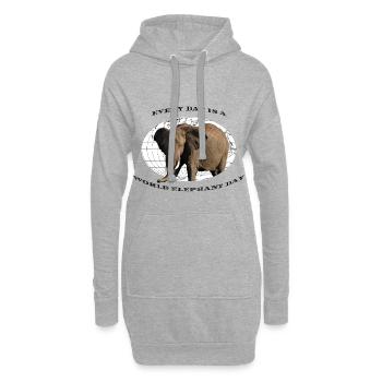 WorldElephantDay - Africa - Safari - Elephant - Sweat-shirt à capuche long Femme - gris chiné - Devant