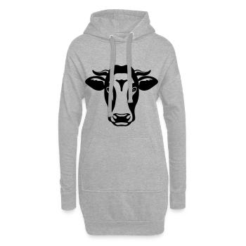 kuh kopf - Hoodie-Kleid - Grau meliert - Vorne