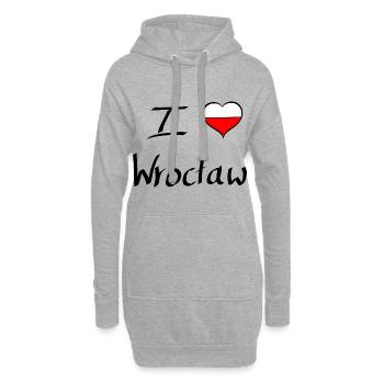 I love wroclaw - Ich liebe Breslau - Hoodie-Kleid - Grau meliert - Vorne