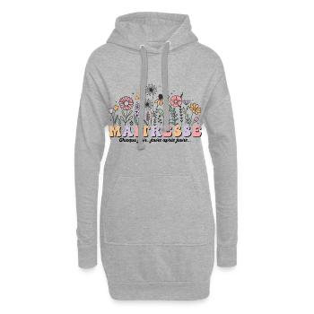 Maîtresse d'école motif floral fleur cadeau groovy - Sweat-shirt à capuche long Femme - gris chiné - Devant