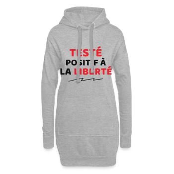 Testé positif à la Liberté - Sweat-shirt à capuche long Femme - gris chiné - Devant