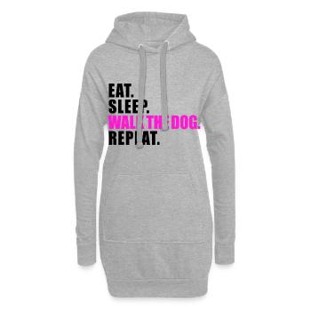 EAT SLEEP WALK THE DOG REPEAT GESCHENK HUND GASSI - Hoodie-Kleid - Grau meliert - Vorne