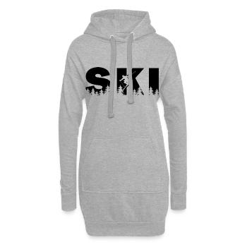Ski. Ski Sports d’hiver - Sweat-shirt à capuche long Femme - gris chiné - Devant