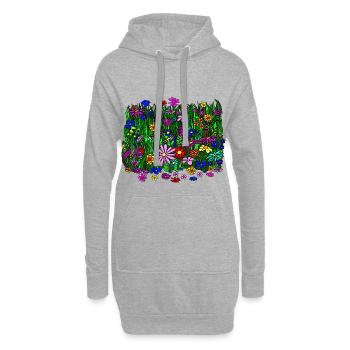 Prairie fleurie : belles fleurs colorées - Sweat-shirt à capuche long Femme - gris chiné - Devant