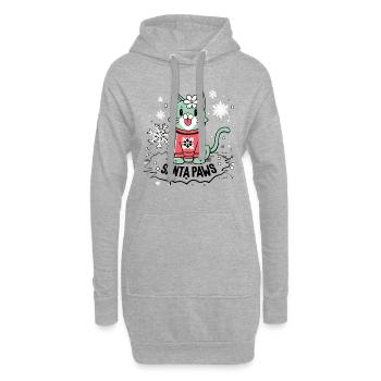 Weihnachten für Katzenliebhaber 🐱 Santas Paws - Hoodie-Kleid - Grau meliert - Vorne