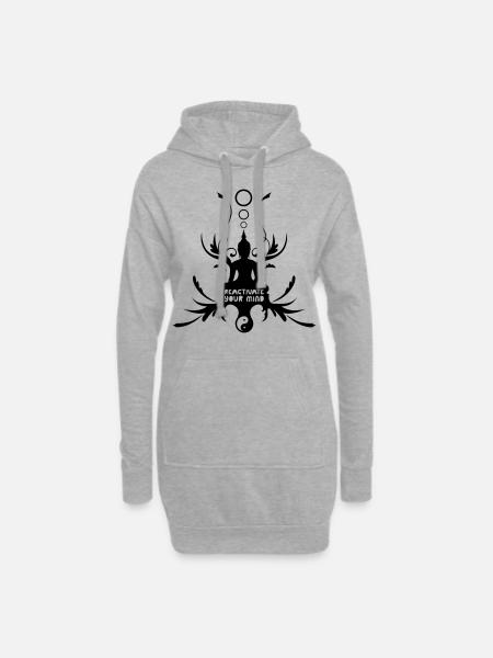 buddha - Hoodie-Kleid - Grau meliert