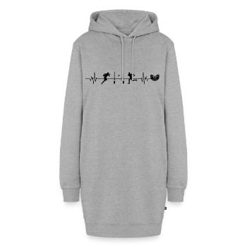 Rugby-Herzschlag Rugby-Geschenk - Hoodie-Kleid - Grau meliert - Vorne