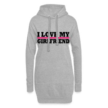 I love my girlfriend - Sweat-shirt à capuche long Femme - gris chiné - Devant