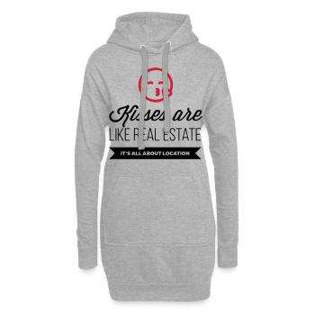 Küsse sind wie Immobilien. Lage, Lage, Lage! - Hoodie-Kleid - Grau meliert - Vorne