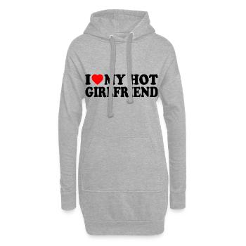 i love my hot girlfriend - Sweat-shirt à capuche long Femme - gris chiné - Devant
