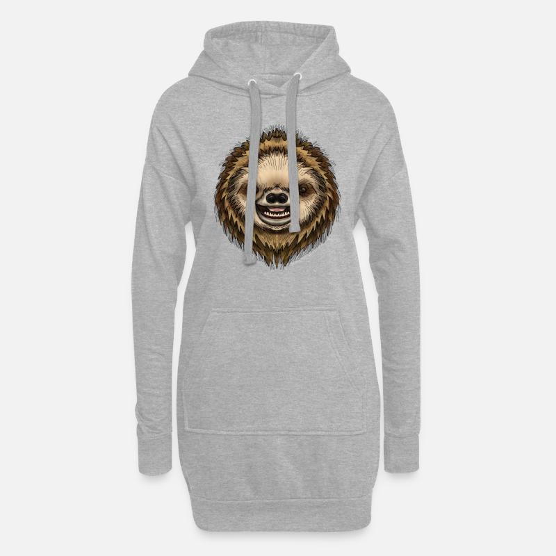 Simon Sloth von Jon Ball - Hoodie-Kleid - Grau meliert