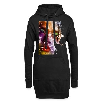 Les femmes de couleur font face - Sweat-shirt à capuche long Femme - noir - Devant
