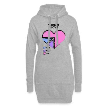 Tarte Coeur Saint Valentin AMOUR Mariage - Sweat-shirt à capuche long Femme - gris chiné - Devant