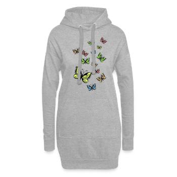 Schmetterlinge - Hoodie-Kleid - Grau meliert - Vorne