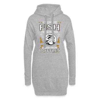 Angeln, Bier, Fisch, Fischen, Bierflasche - Hoodie-Kleid - Grau meliert - Vorne