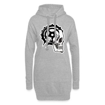 crâne ours - Sweat-shirt à capuche long Femme - gris chiné - Devant