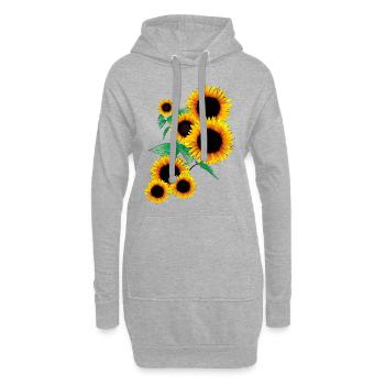 Sonnenblumen - Hoodie-Kleid - Grau meliert - Vorne