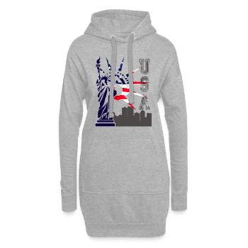 USA Freiheitsstatue New York - Hoodie-Kleid - Grau meliert - Vorne