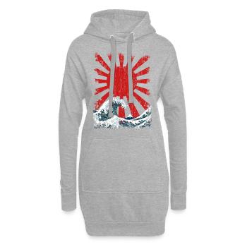 Great Wave Japan - Sweat-shirt à capuche long Femme - gris chiné - Devant