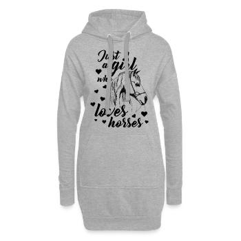 just a girl Pferd Pferdesprüche - Geschenk Mädchen - Hoodie-Kleid - Grau meliert - Vorne
