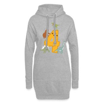 Birthday 4 years dinosaur Dino 4th birthday - Hoodie Dress - heather grey - Front