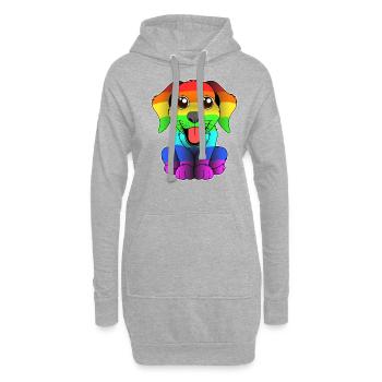 Chien et le drapeau arc-en-ciel - chien gay - Sweat-shirt à capuche long Femme - gris chiné - Devant