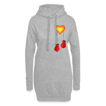 Boxen Boxhandschuhe Boxer Geschenkidee - Hoodie-Kleid - Grau meliert - Vorne