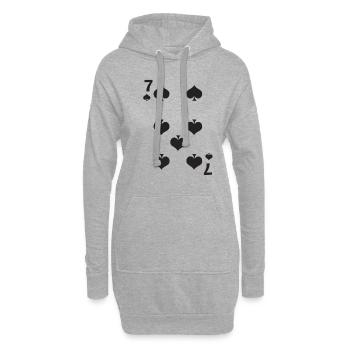 Kostüm Kartenspiel Pik 7 für Karneval Gruppenkostü - Hoodie-Kleid - Grau meliert - Vorne