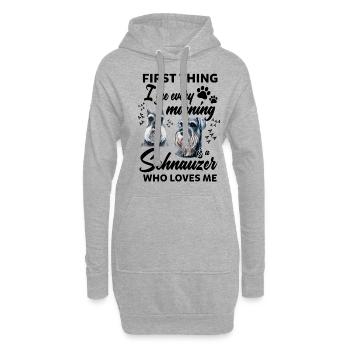 First Thing I See Every Morning Is A Schnauzer - Hoodie-Kleid - Grau meliert - Vorne