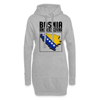 Bosnia And Herzegovina, Bosnian Map, Bosnia Flag - Hoodie-Kleid - Grau meliert - Vorne