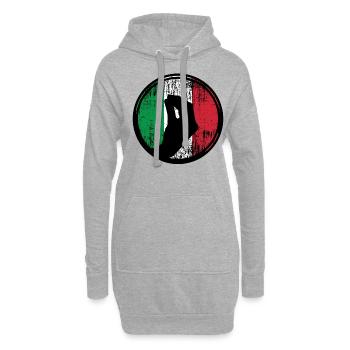 Italie Italiens geste de la main drapeau italien - Sweat-shirt à capuche long Femme - gris chiné - Devant