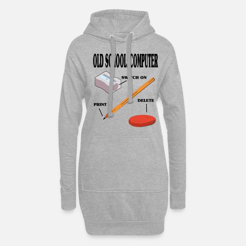 Old School Computer PC Technik - Hoodie-Kleid - Grau meliert