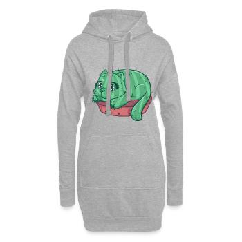 Catcus Katze Kaktus Kätzchen Stubentiger - Hoodie-Kleid - Grau meliert - Vorne