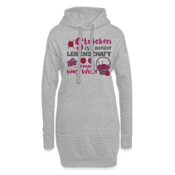 Strickerin Strick Frauen Lustig Geschenk Spruch - Hoodie-Kleid - Grau meliert - Vorne