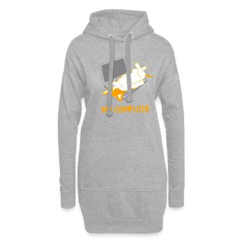 Chat couché sur un cadeau d'ordinateur portable - Sweat-shirt à capuche long Femme - gris chiné - Devant