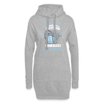 Unterschätze niemals einen Mann mit Gießkanne! Fun - Hoodie-Kleid - Grau meliert - Vorne