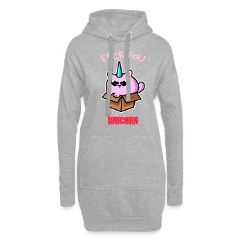Va te faire foutre, je suis une licorne - Sweat-shirt à capuche long Femme - gris chiné - Devant