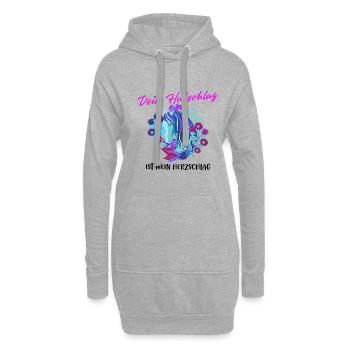 Dein Hufschlag ist mein Herzschlag - Hoodie-Kleid - Grau meliert - Vorne