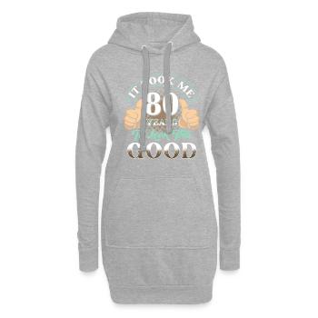 A pris 80 ans - Sweat-shirt à capuche long Femme - gris chiné - Devant