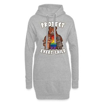 PROTÉGEZ CHAQUE ENFANT mère aime l'ours gay LGBTQ - Sweat-shirt à capuche long Femme - gris chiné - Devant
