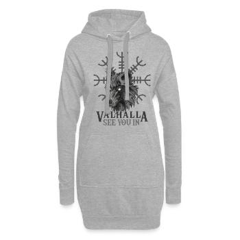 Rendez-vous dans le design Valhalla pour les fans de Viking - Sweat-shirt à capuche long Femme - gris chiné - Devant