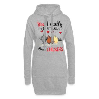Yes I Really Do Need All These Chickens T Shirt - Hoodie-Kleid - Grau meliert - Vorne