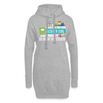 Lustiger Spruch Erzieher - Hoodie-Kleid - Grau meliert - Vorne