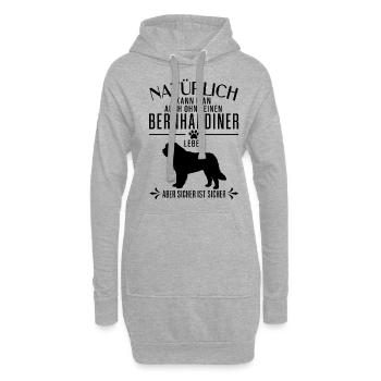 Natürlich kann man auch ohne einen Bernhardiner... - Hoodie-Kleid - Grau meliert - Vorne
