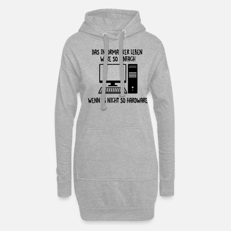 Informatiker Leben - Hoodie-Kleid - Grau meliert