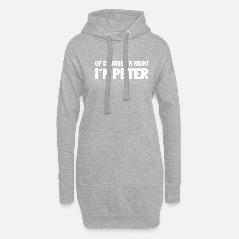 Peter Name Geschenk - Hoodie-Kleid - Grau meliert