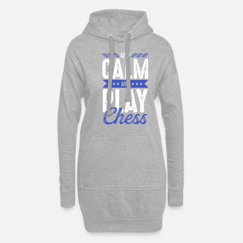 Keep Calm Schach Chess - Hoodie-Kleid - Grau meliert