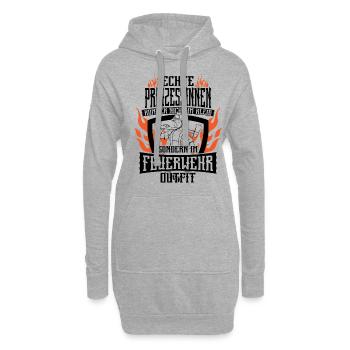 Feuerwehrfrau Freiwillige Feuerwehr Ehrenamt - Hoodie-Kleid - Grau meliert - Vorne