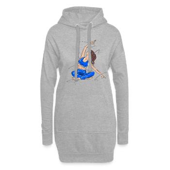 Femme sexy de remise en forme qui s'étend de yoga pilates - Sweat-shirt à capuche long Femme - gris chiné - Devant