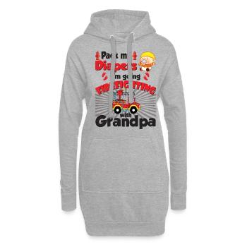Emballe mes couches, je vais chez grand-père pompier - Sweat-shirt à capuche long Femme - gris chiné - Devant